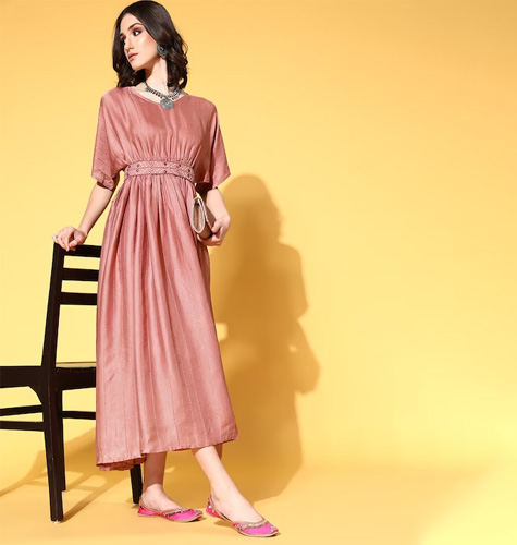 Women Pink Self-design Gown For Days